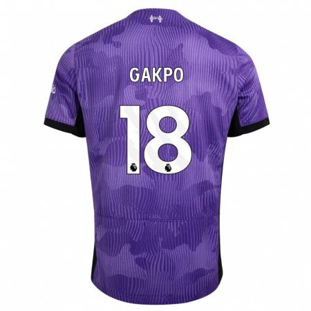 Kandiny Niño Camiseta Cody Gakpo #18 Púrpura Equipación Tercera 2023/24 La Camisa Chile