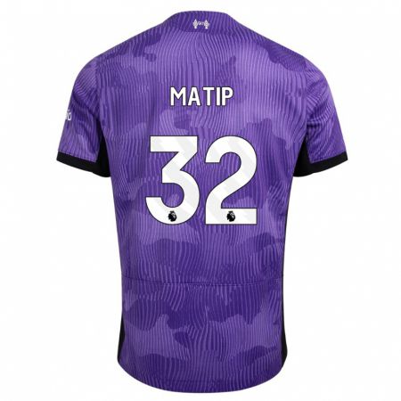 Kandiny Niño Camiseta Joel Matip #32 Púrpura Equipación Tercera 2023/24 La Camisa Chile