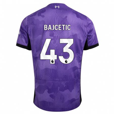 Kandiny Niño Camiseta Stefan Bajcetic #43 Púrpura Equipación Tercera 2023/24 La Camisa Chile
