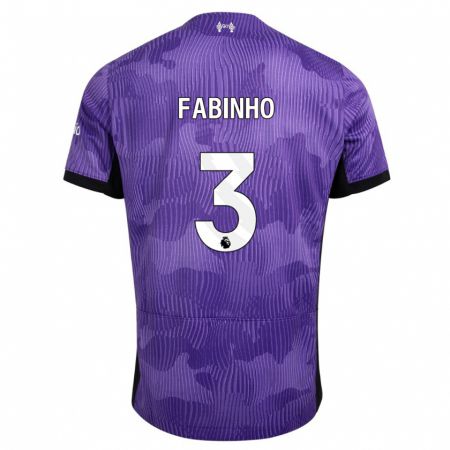 Kandiny Niño Camiseta Fabinho #3 Púrpura Equipación Tercera 2023/24 La Camisa Chile