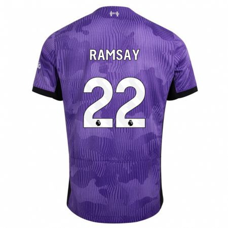 Kandiny Niño Camiseta Calvin Ramsay #22 Púrpura Equipación Tercera 2023/24 La Camisa Chile