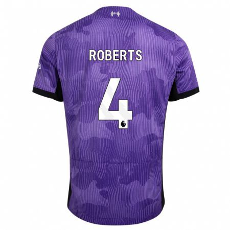Kandiny Niño Camiseta Rhiannon Roberts #4 Púrpura Equipación Tercera 2023/24 La Camisa Chile