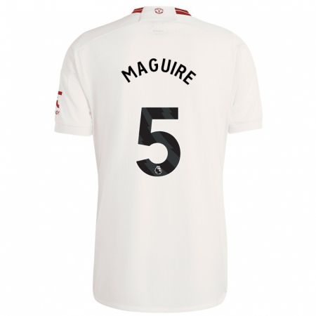 Kandiny Niño Camiseta Harry Maguire #5 Blanco Equipación Tercera 2023/24 La Camisa Chile