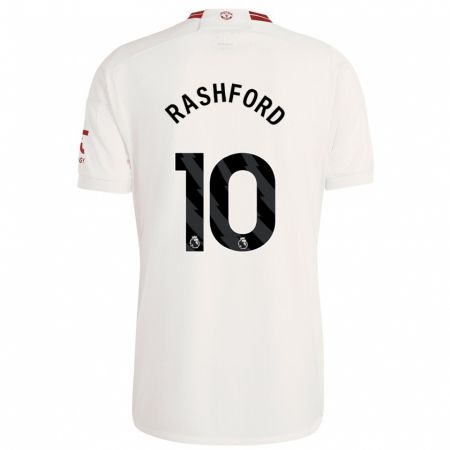 Kandiny Niño Camiseta Marcus Rashford #10 Blanco Equipación Tercera 2023/24 La Camisa Chile