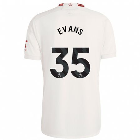 Kandiny Niño Camiseta Jonny Evans #35 Blanco Equipación Tercera 2023/24 La Camisa Chile
