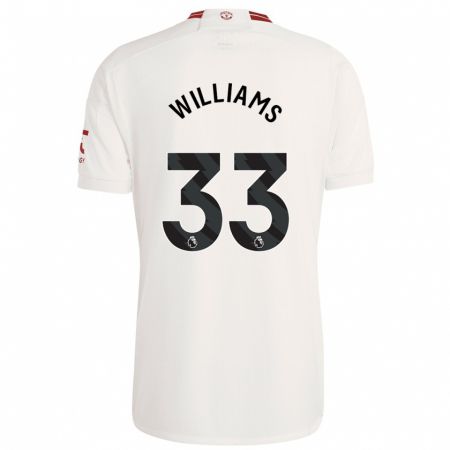 Kandiny Niño Camiseta Brandon Williams #33 Blanco Equipación Tercera 2023/24 La Camisa Chile