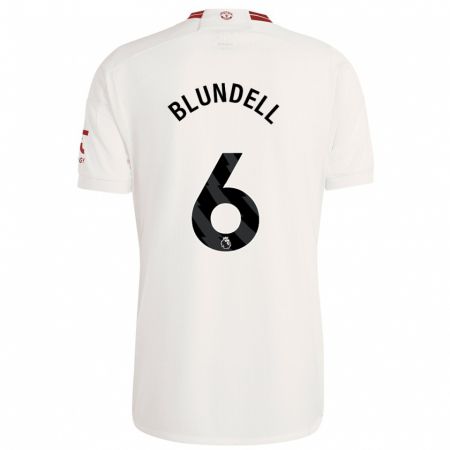 Kandiny Niño Camiseta Hannah Blundell #6 Blanco Equipación Tercera 2023/24 La Camisa Chile