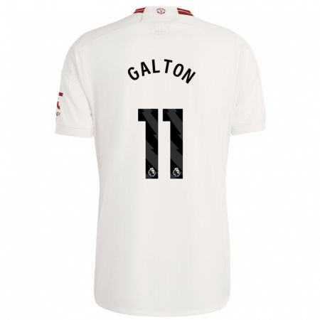 Kandiny Niño Camiseta Leah Galton #11 Blanco Equipación Tercera 2023/24 La Camisa Chile
