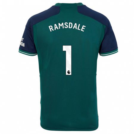 Kandiny Niño Camiseta Aaron Ramsdale #1 Verde Equipación Tercera 2023/24 La Camisa Chile