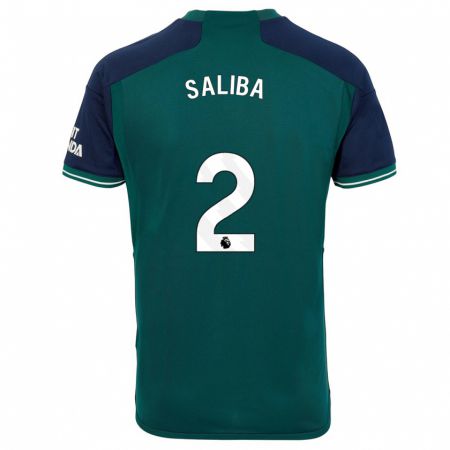 Kandiny Niño Camiseta William Saliba #2 Verde Equipación Tercera 2023/24 La Camisa Chile