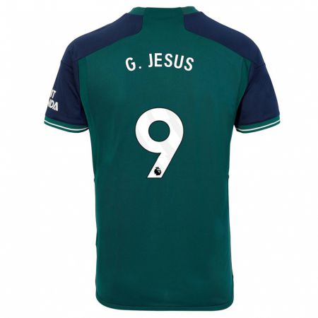 Kandiny Niño Camiseta Gabriel Jesus #9 Verde Equipación Tercera 2023/24 La Camisa Chile