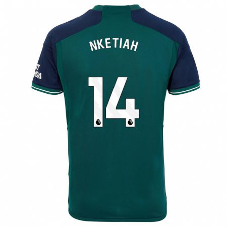 Kandiny Niño Camiseta Eddie Nketiah #14 Verde Equipación Tercera 2023/24 La Camisa Chile
