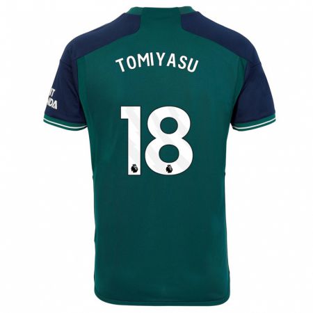 Kandiny Niño Camiseta Takehiro Tomiyasu #18 Verde Equipación Tercera 2023/24 La Camisa Chile