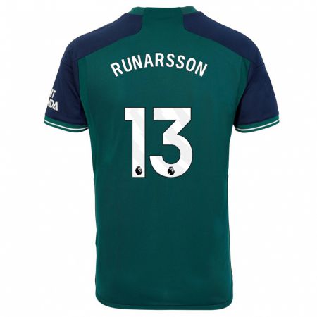 Kandiny Niño Camiseta Runar Alex Runarsson #13 Verde Equipación Tercera 2023/24 La Camisa Chile