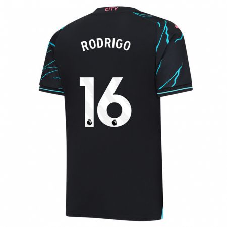 Kandiny Niño Camiseta Rodri #16 Azul Oscuro Equipación Tercera 2023/24 La Camisa Chile