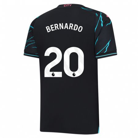 Kandiny Niño Camiseta Bernardo Silva #20 Azul Oscuro Equipación Tercera 2023/24 La Camisa Chile