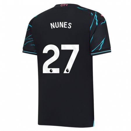 Kandiny Niño Camiseta Matheus Nunes #27 Azul Oscuro Equipación Tercera 2023/24 La Camisa Chile