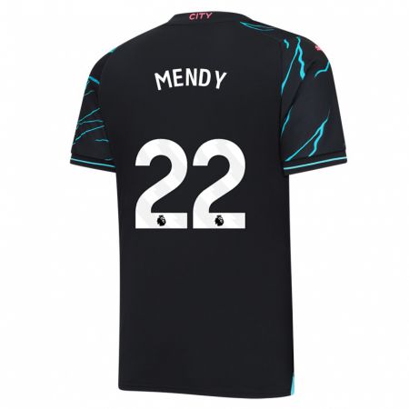 Kandiny Niño Camiseta Benjamin Mendy #22 Azul Oscuro Equipación Tercera 2023/24 La Camisa Chile