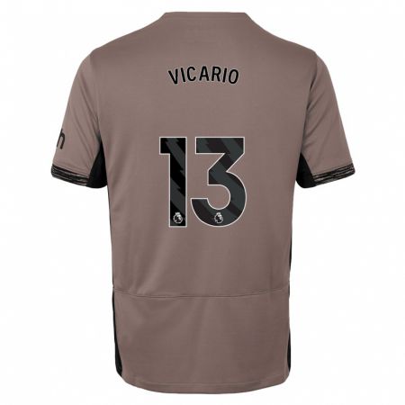 Kandiny Niño Camiseta Guglielmo Vicario #13 Beige Obscuro Equipación Tercera 2023/24 La Camisa Chile