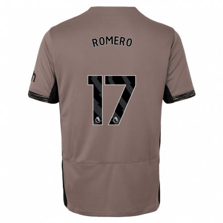 Kandiny Niño Camiseta Cristian Romero #17 Beige Obscuro Equipación Tercera 2023/24 La Camisa Chile