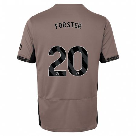 Kandiny Niño Camiseta Fraser Forster #20 Beige Obscuro Equipación Tercera 2023/24 La Camisa Chile