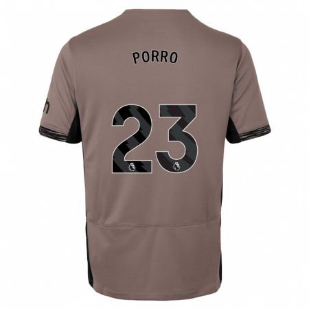 Kandiny Niño Camiseta Pedro Porro #23 Beige Obscuro Equipación Tercera 2023/24 La Camisa Chile