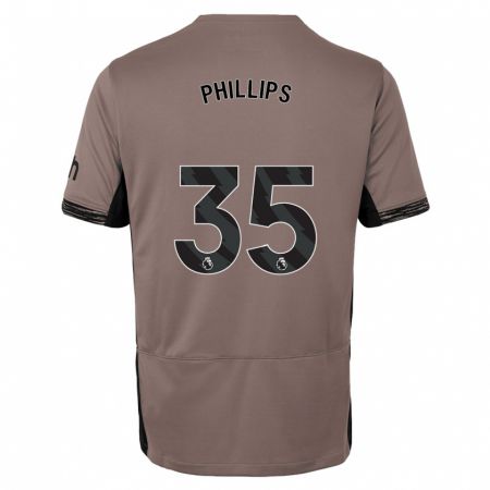 Kandiny Niño Camiseta Ashley Phillips #35 Beige Obscuro Equipación Tercera 2023/24 La Camisa Chile