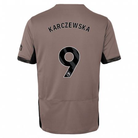 Kandiny Niño Camiseta Nikola Karczewska #9 Beige Obscuro Equipación Tercera 2023/24 La Camisa Chile