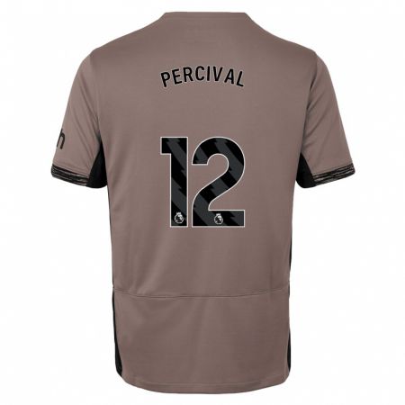 Kandiny Niño Camiseta Ria Percival #12 Beige Obscuro Equipación Tercera 2023/24 La Camisa Chile