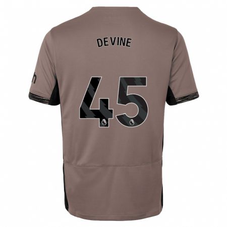 Kandiny Niño Camiseta Alfie Devine #45 Beige Obscuro Equipación Tercera 2023/24 La Camisa Chile