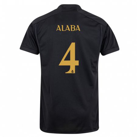 Kandiny Niño Camiseta David Alaba #4 Negro Equipación Tercera 2023/24 La Camisa Chile