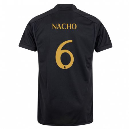 Kandiny Niño Camiseta Nacho Fernández #6 Negro Equipación Tercera 2023/24 La Camisa Chile