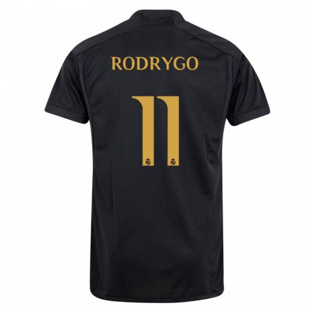 Kandiny Niño Camiseta Rodrygo #11 Negro Equipación Tercera 2023/24 La Camisa Chile