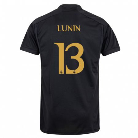 Kandiny Niño Camiseta Andriy Lunin #13 Negro Equipación Tercera 2023/24 La Camisa Chile