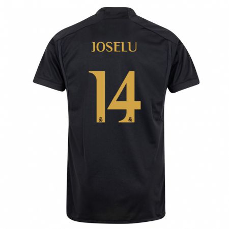 Kandiny Niño Camiseta Joselu #14 Negro Equipación Tercera 2023/24 La Camisa Chile