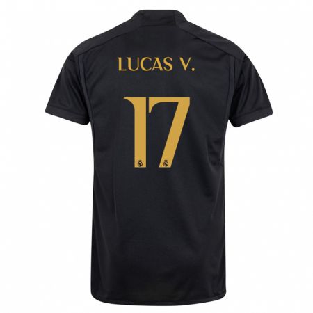 Kandiny Niño Camiseta Lucas Vázquez #17 Negro Equipación Tercera 2023/24 La Camisa Chile