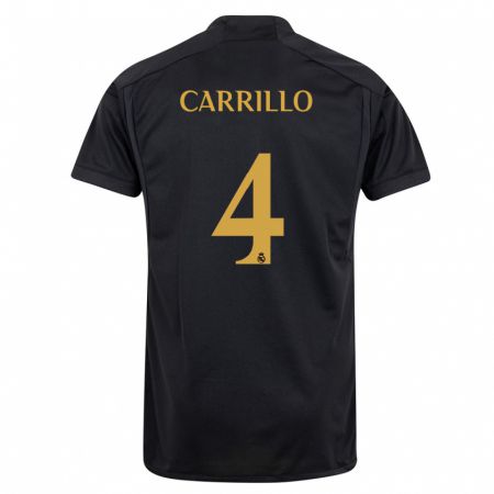 Kandiny Niño Camiseta Álvaro Carrillo #4 Negro Equipación Tercera 2023/24 La Camisa Chile
