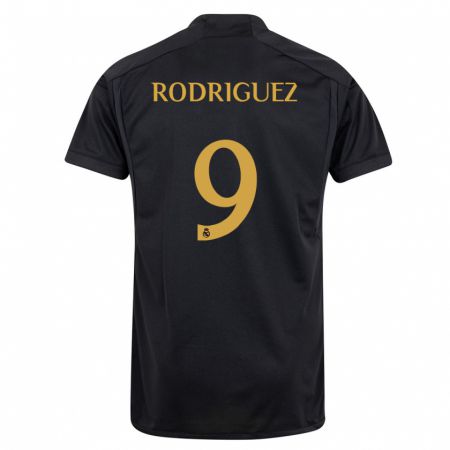 Kandiny Niño Camiseta Álvaro Rodríguez #9 Negro Equipación Tercera 2023/24 La Camisa Chile
