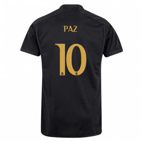 Kandiny Niño Camiseta Nico Paz #10 Negro Equipación Tercera 2023/24 La Camisa Chile