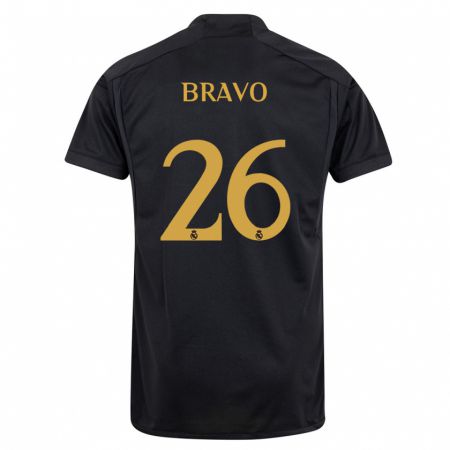 Kandiny Niño Camiseta Iker Bravo #26 Negro Equipación Tercera 2023/24 La Camisa Chile