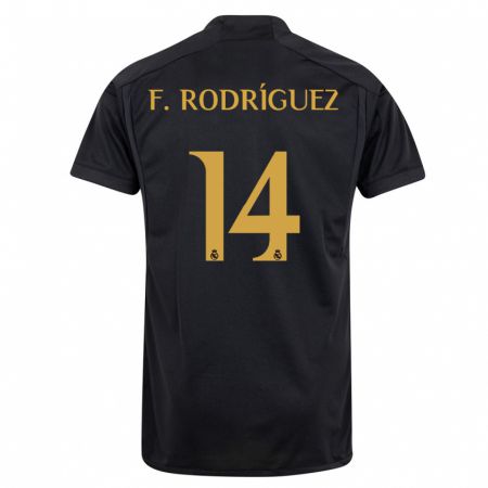 Kandiny Niño Camiseta Fer Rodríguez #14 Negro Equipación Tercera 2023/24 La Camisa Chile