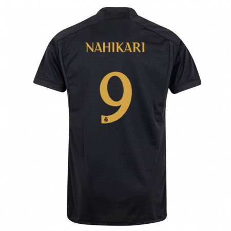 Kandiny Niño Camiseta Nahikari Garcia #9 Negro Equipación Tercera 2023/24 La Camisa Chile
