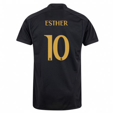 Kandiny Niño Camiseta Esther Gonzalez #10 Negro Equipación Tercera 2023/24 La Camisa Chile