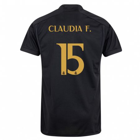 Kandiny Niño Camiseta Claudia Florentino #15 Negro Equipación Tercera 2023/24 La Camisa Chile