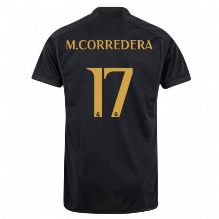 Kandiny Niño Camiseta Marta Corredera #17 Negro Equipación Tercera 2023/24 La Camisa Chile