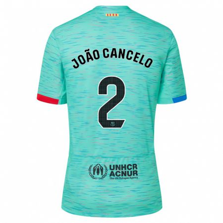 Kandiny Niño Camiseta João Cancelo #2 Aguamarina Clara Equipación Tercera 2023/24 La Camisa Chile