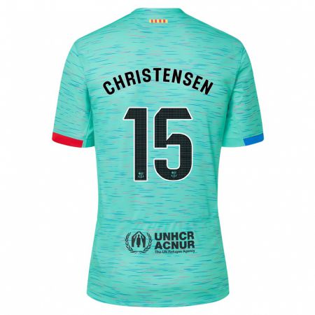 Kandiny Niño Camiseta Andreas Christensen #15 Aguamarina Clara Equipación Tercera 2023/24 La Camisa Chile