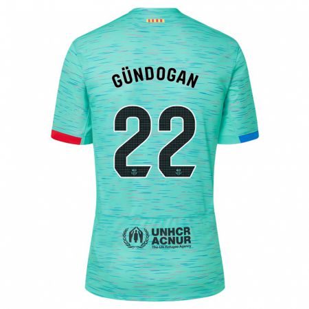 Kandiny Niño Camiseta Ilkay Gündogan #22 Aguamarina Clara Equipación Tercera 2023/24 La Camisa Chile
