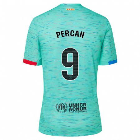 Kandiny Niño Camiseta Diego Percan #9 Aguamarina Clara Equipación Tercera 2023/24 La Camisa Chile