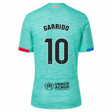 Kandiny Niño Camiseta Aleix Garrido #10 Aguamarina Clara Equipación Tercera 2023/24 La Camisa Chile